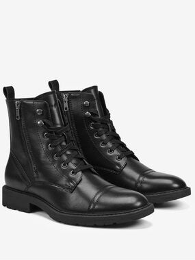 Kenneth Cole Reaction Captain Cap Toe Double Zip Lace Up Combat Boot